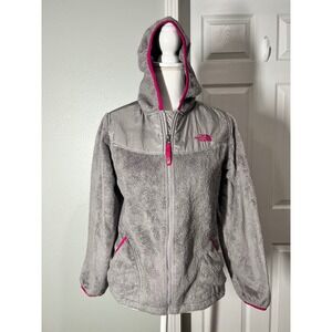 The North Face Girls XL (fits Women's XS/S) Gray Fuzzy Full-Zip Hooded‎ Jacket